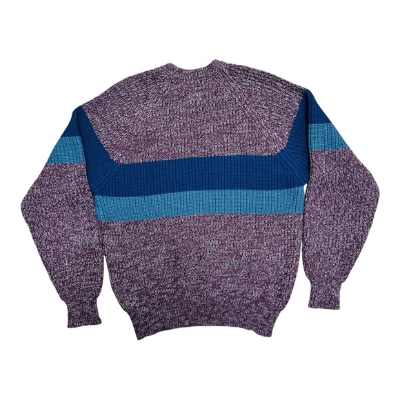 Blue and Brown Crewneck Sweater with Classic Design - Picture 3 of 5
